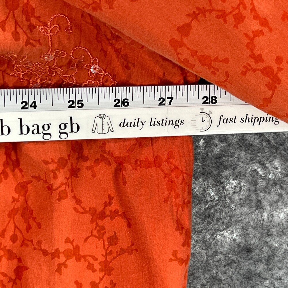 Liz and Me Catherines Shirt Women 2X 22W 24W Orange Shadow Floral Shimmer Boxy - Picture 11 of 12